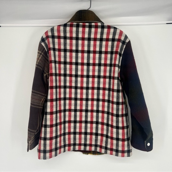 CARLEEN Deadstock Wool Reworked Patchwork Plaid Collared Snap Button Jacket S - Picture 6 of 6